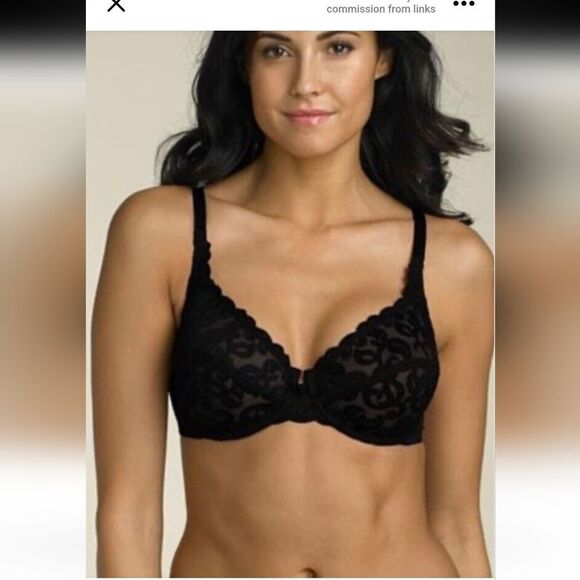 Wacoal Arabesque Lace & Mesh Underwire Bra 40DD Black 85199 Unlined Full Figure - Picture 9 of 9